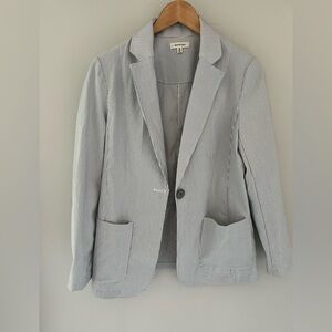 Max Studio gray and white pinstripe blazer size medium